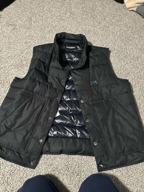 Dolce & Gabbana Black Quilted Down Vest with Navy Lining